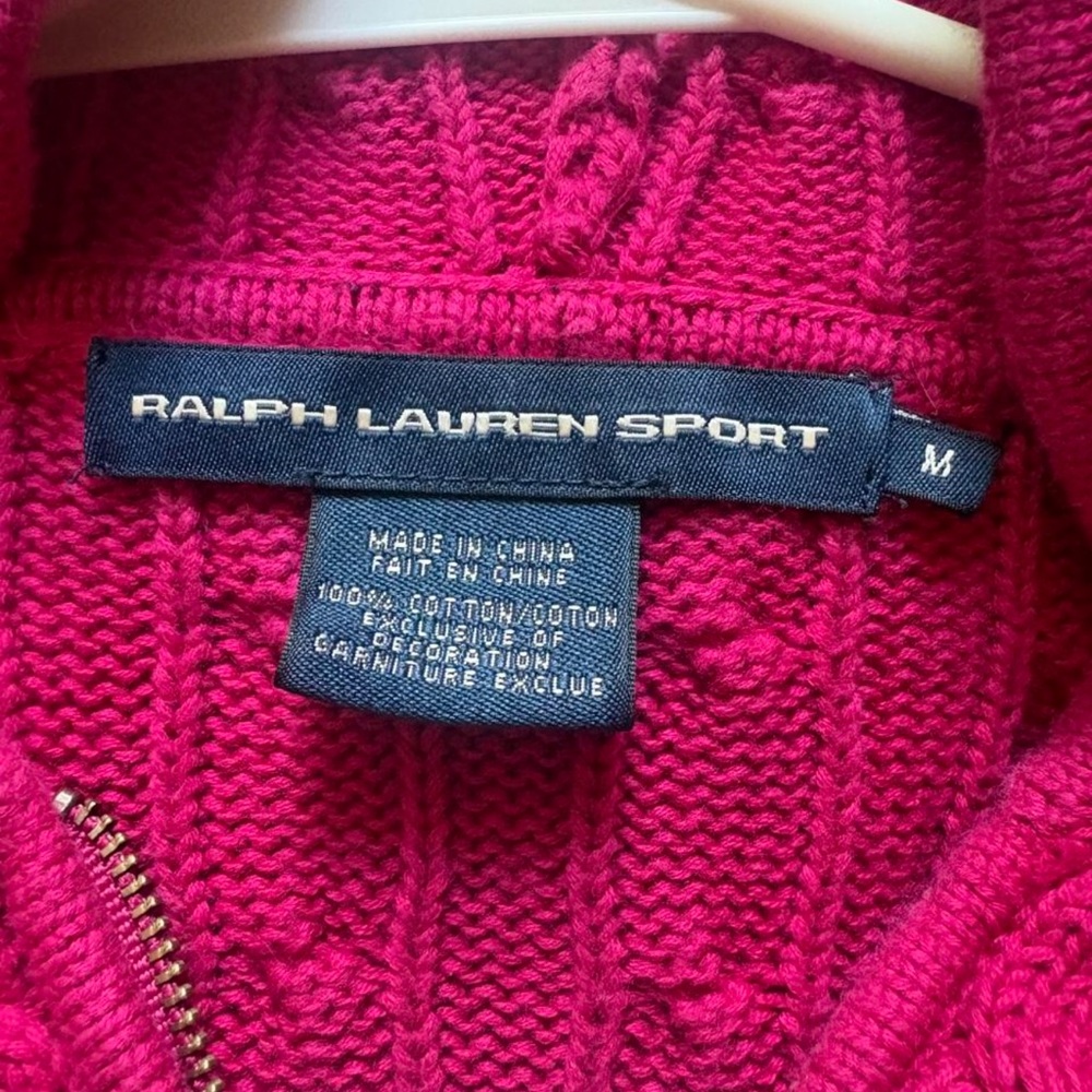 Ralph Lauren Fuchsia Cable-Knit Zip Hoodie - Picture 8 of 9